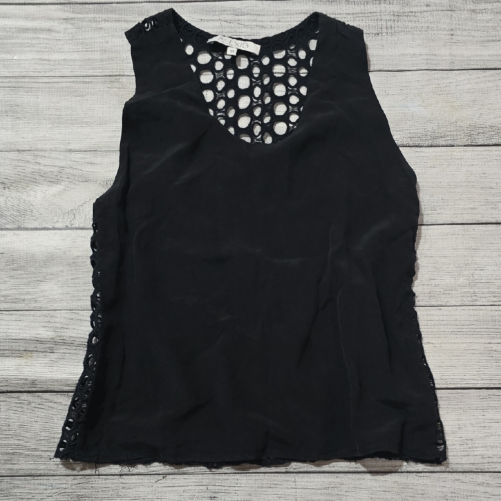 Alexis Black Tank Top with Cutout Details - Picture 1 of 4